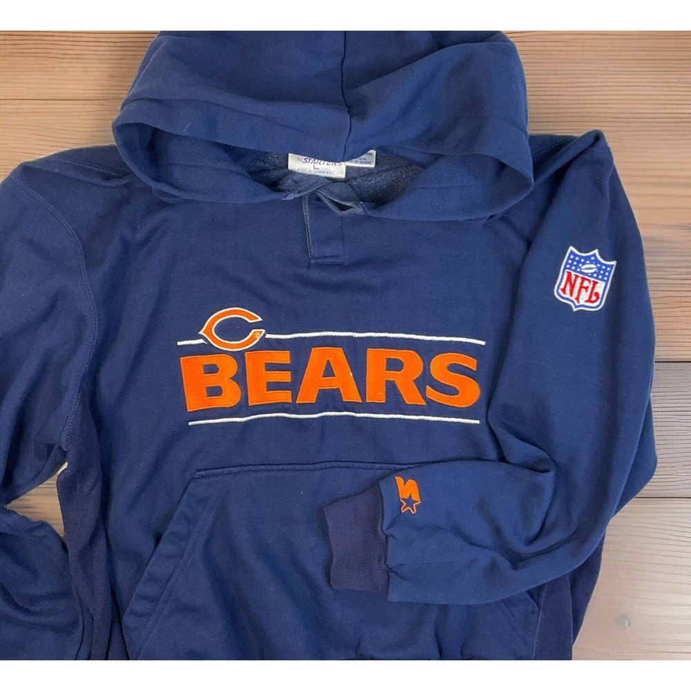 Vintage 90s Starter Chicago Bears Hoodie Embroidered Henley Buttons Men Sz L NFL